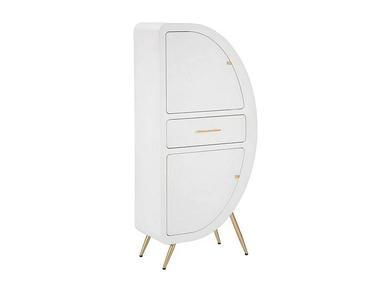 Aparador Tellier, Buffet de sala, Aparador de sala, Despensa de cozinha, 60x32 h133 cm, Branco e Dourado