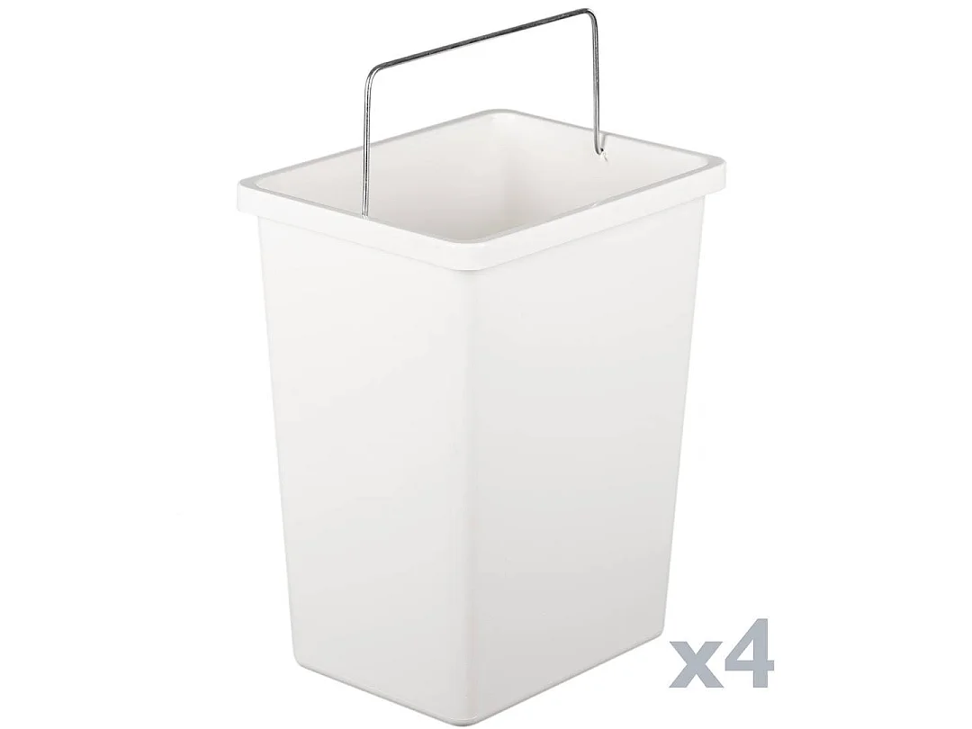 Afvalbak Anukhatun, inhoud 72 (18 per emmer), 60x25x93h cm zwart, afvalcontainer, optionele wandmontage, 4 bakken
