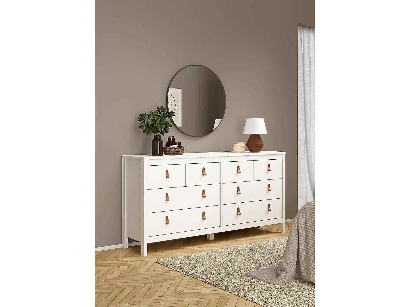 Buffet Dsart, Buffet du salon, Commode de salon, Garde-manger de cuisine, 160x38 h80 cm, Blanc