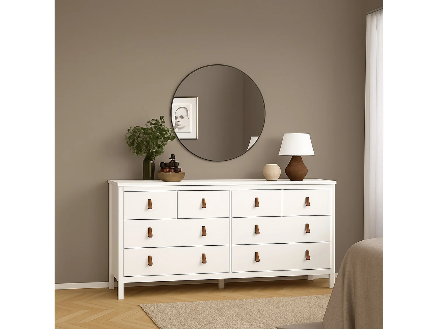 Kommode Dsart, Wohnzimmerbuffet, Wohnzimmer-Sideboard, Moderne Küchen-Speisekammer, 160x38 h80 cm, WeiÃŸ