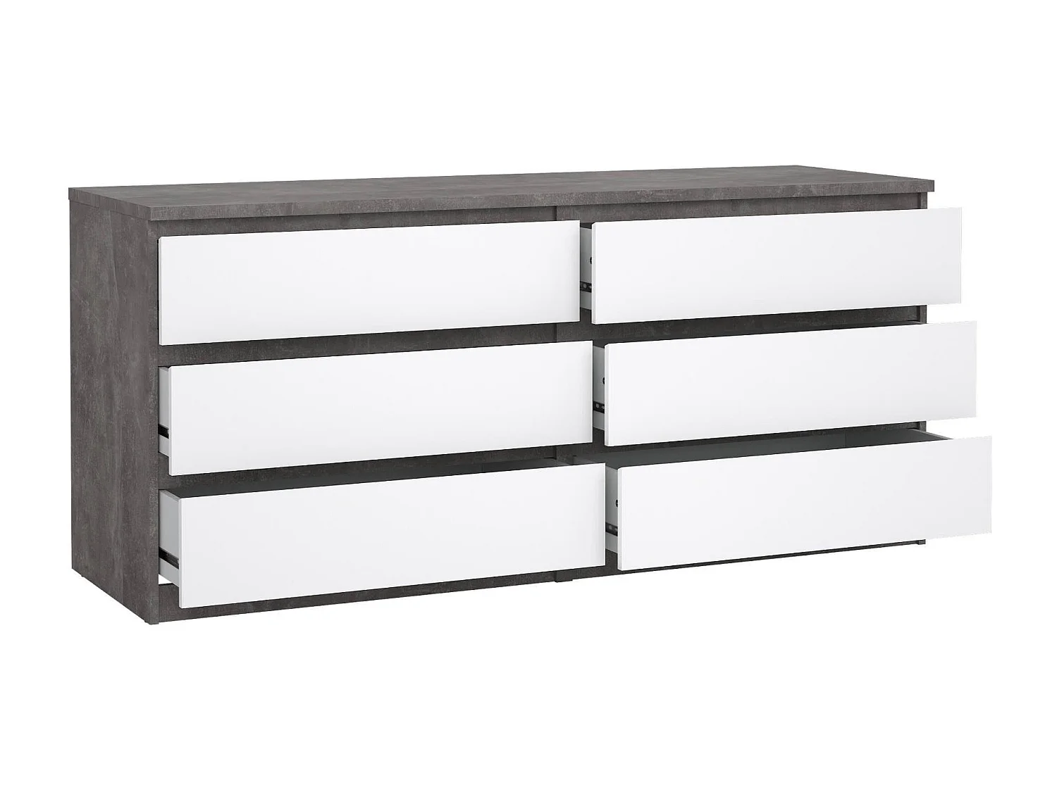 Buffet Dsanog, Buffet du salon, Commode de salon, Garde-manger de cuisine, 154x50 h70 cm, Ciment et blanc