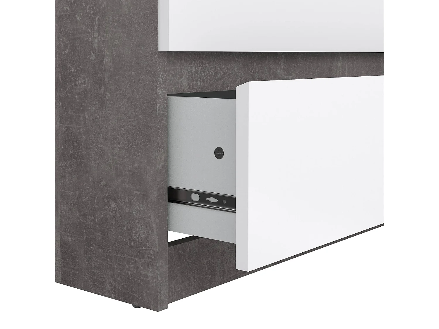 Buffet Dsanog, Buffet du salon, Commode de salon, Garde-manger de cuisine, 154x50 h70 cm, Ciment et blanc