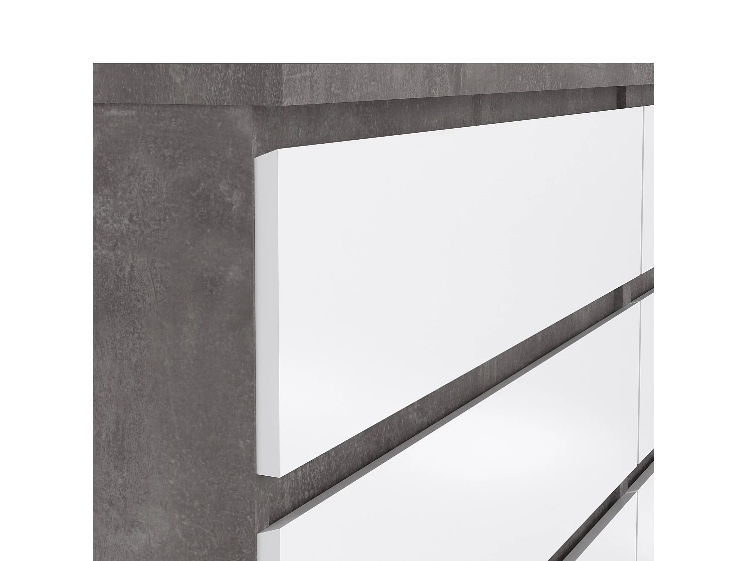 Buffet Dsanog, Buffet du salon, Commode de salon, Garde-manger de cuisine, 154x50 h70 cm, Ciment et blanc