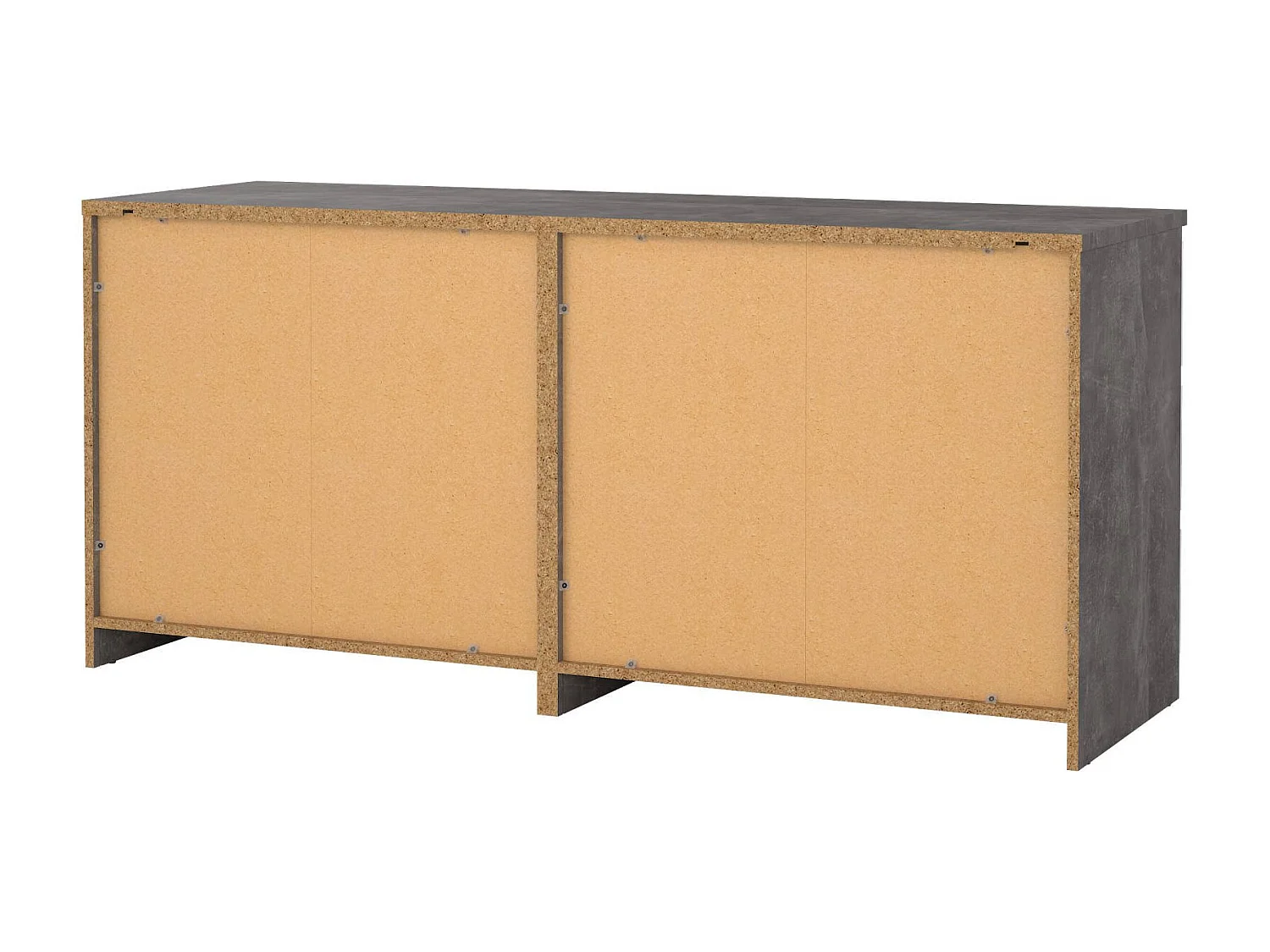 Buffet Dsanog, Buffet du salon, Commode de salon, Garde-manger de cuisine, 154x50 h70 cm, Ciment et blanc