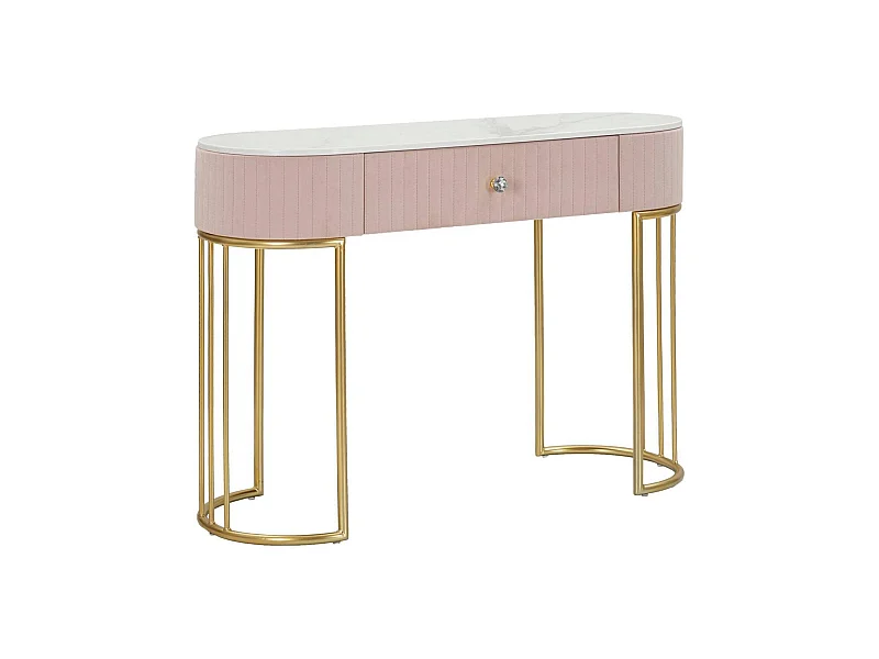 Consola AbstraktesÂ , Mesa multiusos, Gabinete de soporte, Escritorio de pasillo, 100x40 h75 cm, Rosa y Blanco