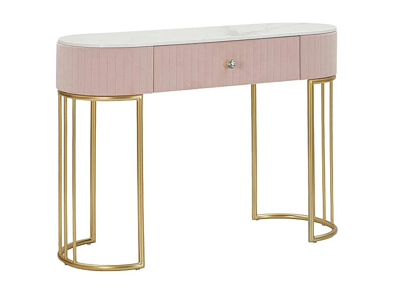 Consola Abstraktes, Mesa multiusos, Armário de apoio, Mesa de corredor, 100x40 h75 cm, Rosa e Branco