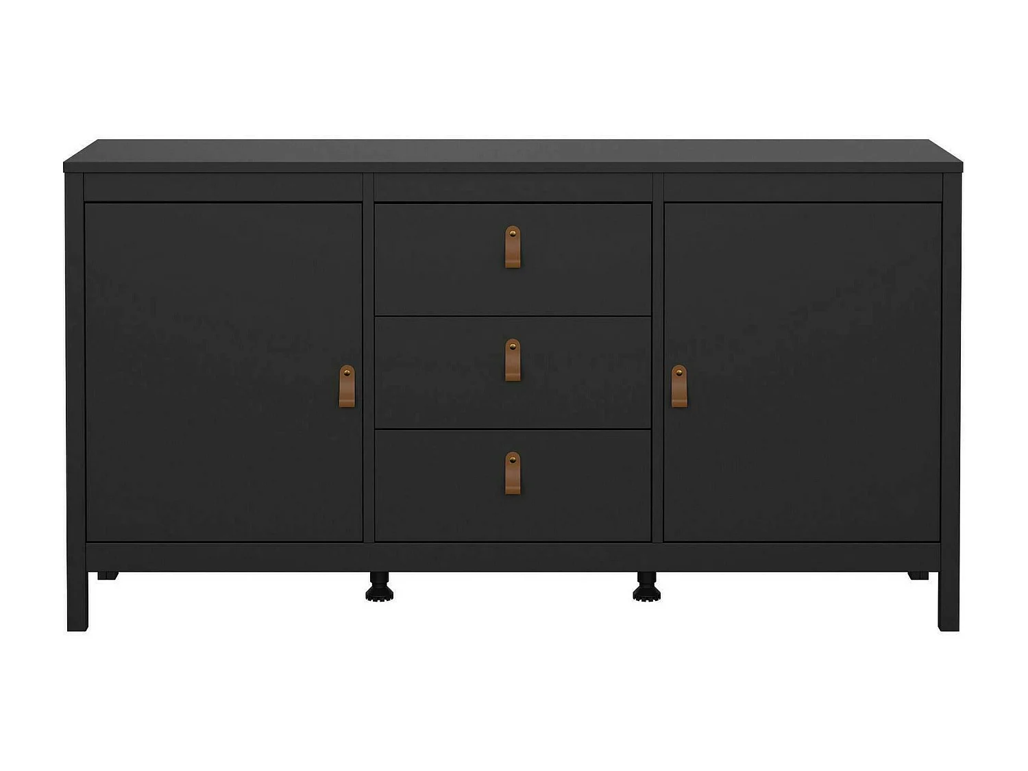 Kommode Dsaracc, Wohnzimmerbuffet, Wohnzimmer-Sideboard, Moderne Küchen-Speisekammer, 151x38 h80 cm, Schwarz