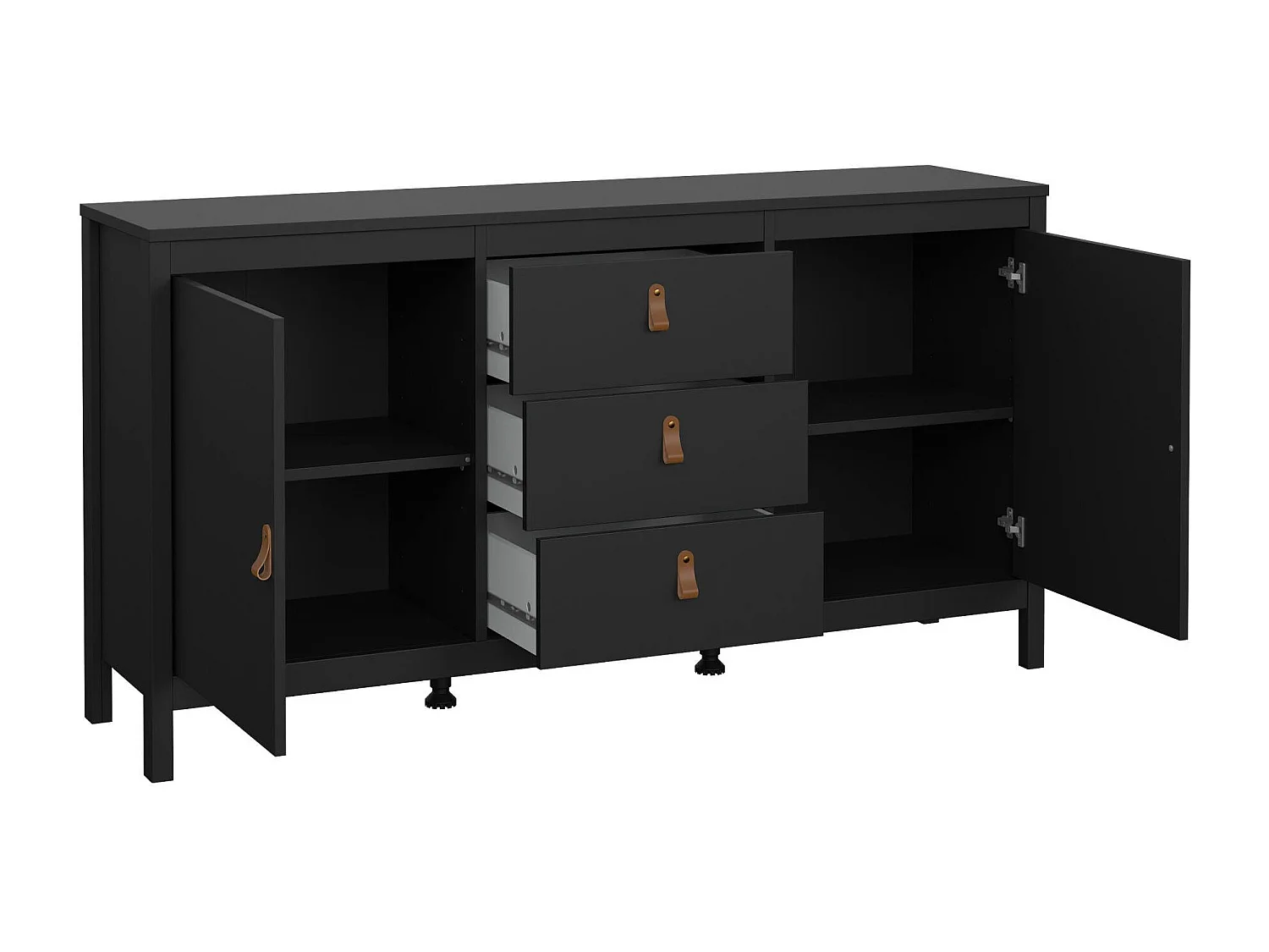 Buffet Dsaracc, Buffet du salon, Commode de salon, Garde-manger de cuisine, 151x38 h80 cm, Noir