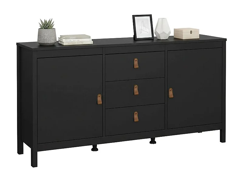 Buffet Dsaracc, Buffet du salon, Commode de salon, Garde-manger de cuisine, 151x38 h80 cm, Noir