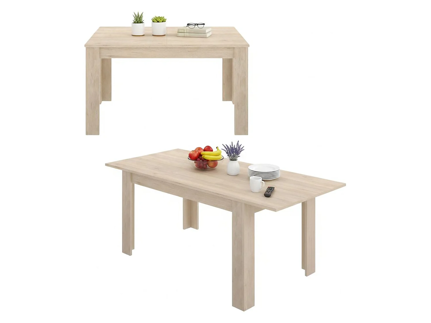 Dalice uitschuifbare tafel, Uitschuifbare console voor eetkamer, Opengaande keukentafel met verlengstuk, 140/190x90h78 cm, Eiken