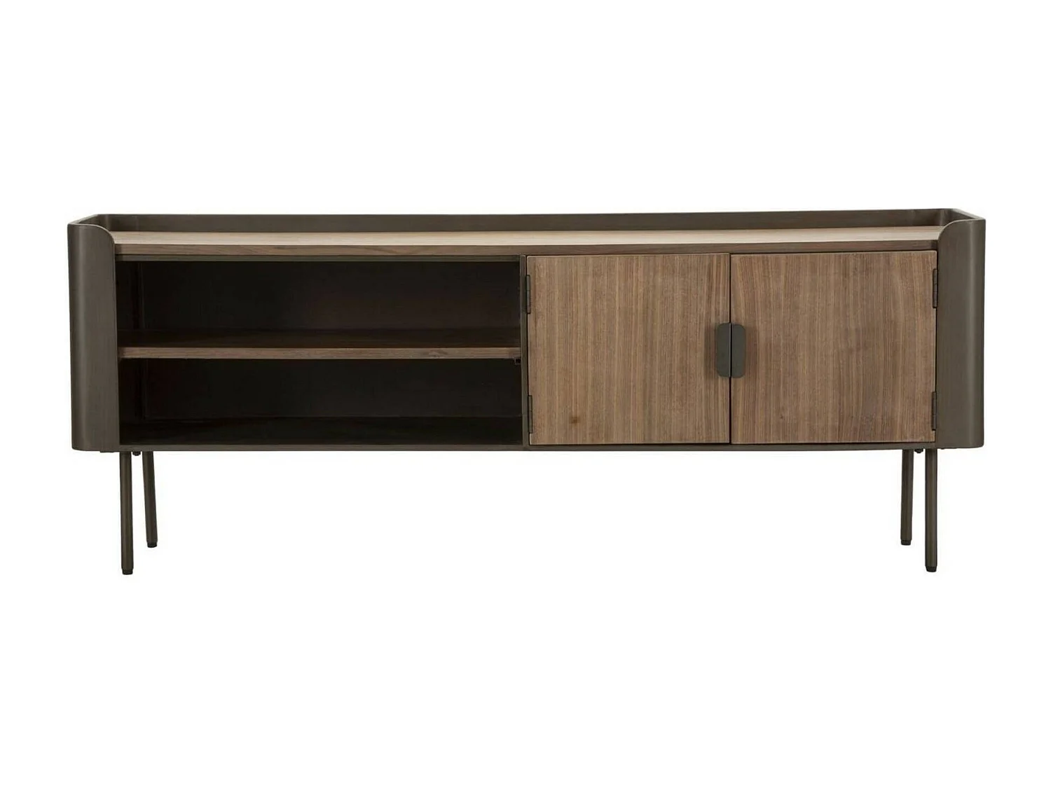 Mueble de televisión Cannon, Aparador de salón, Mueble bajo para TV, Base de pared equipada, 150x42 h58 cm, Gris y Marrón