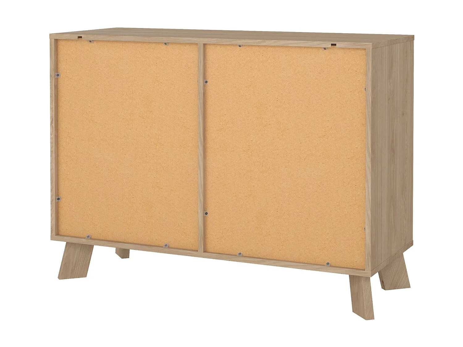 Buffet Drinco, Buffet du salon, Commode de salon, Garde-manger de cuisine, 99x39 h73 cm, Chêne clair et Blanc