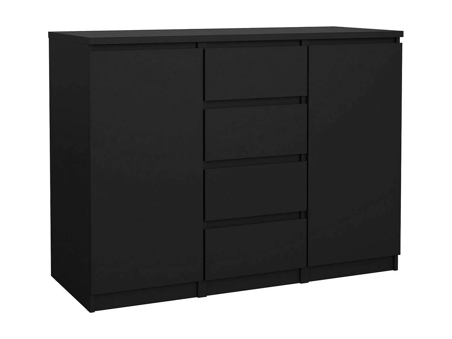 Buffet Dsalmas, Buffet du salon, Commode de salon, Garde-manger de cuisine, 121x50 h91 cm, Noir