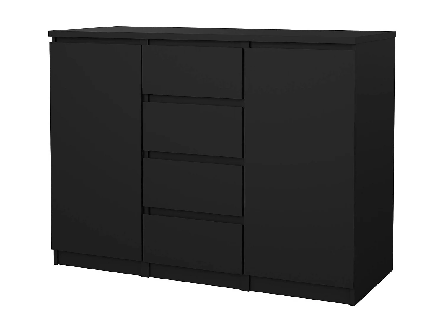 Buffet Dsalmas, Buffet du salon, Commode de salon, Garde-manger de cuisine, 121x50 h91 cm, Noir