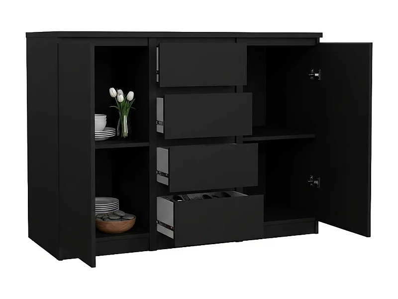 Dsalmas dressoir, Woonkamerbuffet, Woonkamerdressoir, Keukenkast, 121x50 h91 cm, Zwart
