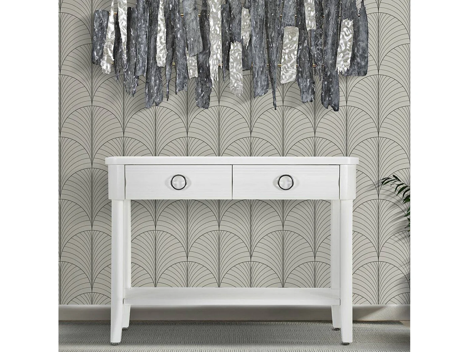 Consola Bakar, Mesa multiusos, Gabinete de soporte, Escritorio de pasillo, 110x40 h82 cm, Blanco