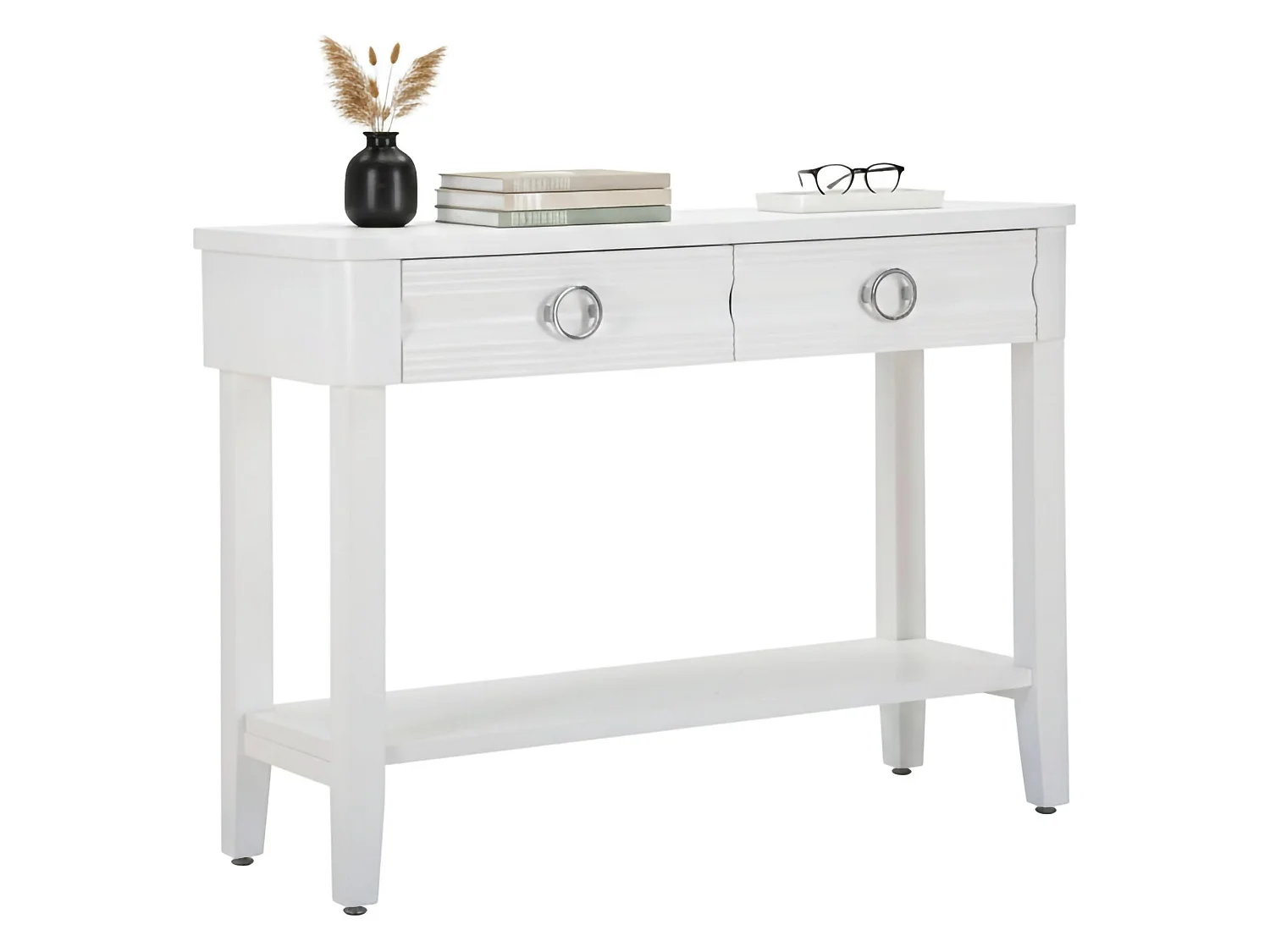 Bakar console, Multifunctionele tafel, Bijzetkast, Gangbureau, 110x40 h82 cm, Wit