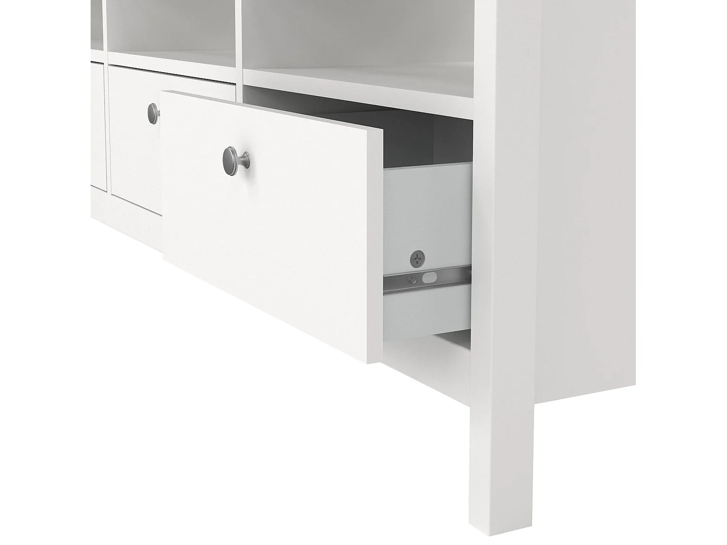Meuble TV Dtofan, Buffet de salon, Armoire basse pour TV, Base murale de rangement, 151x38 h54 cm, Blanc
