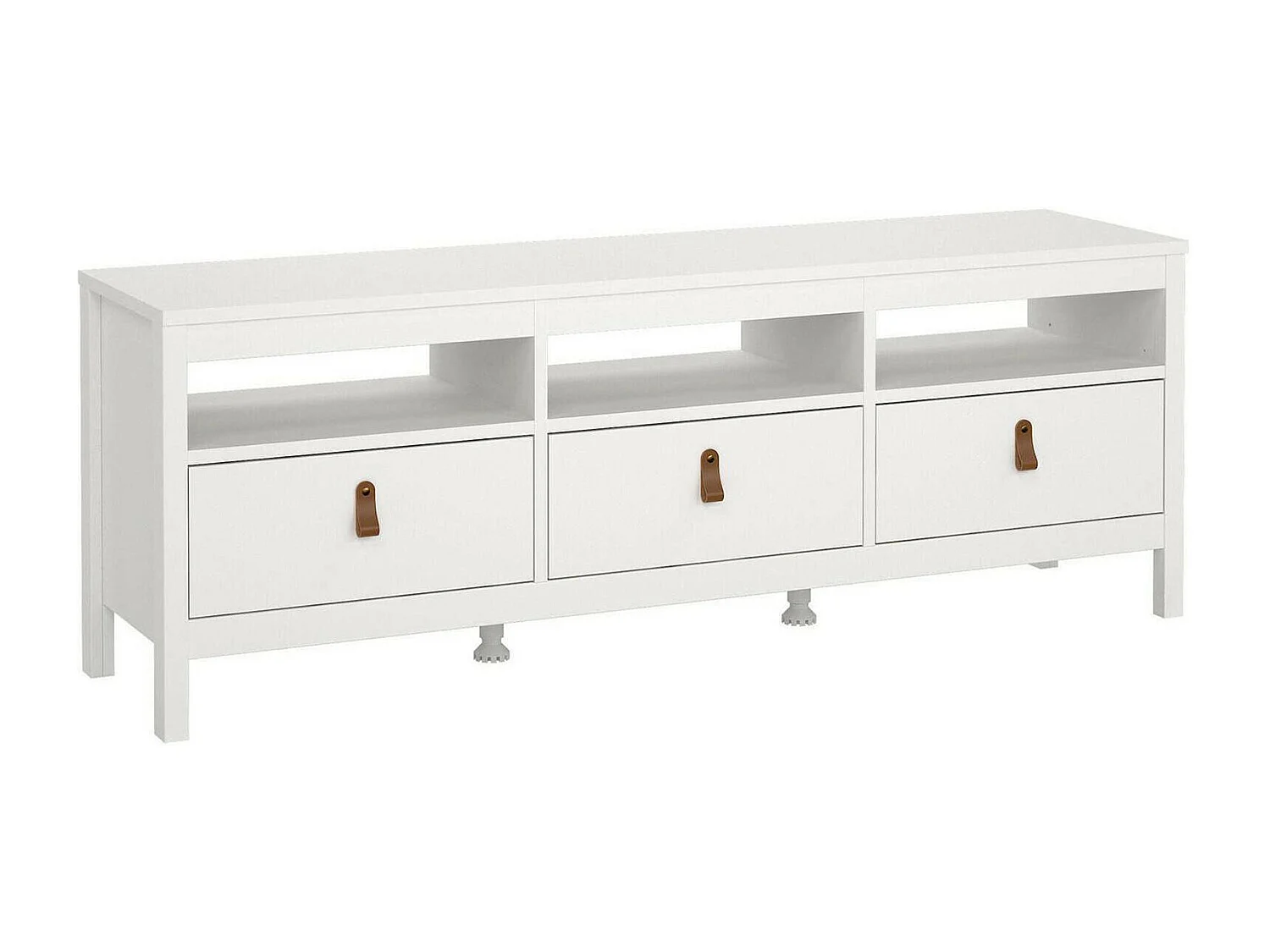 Meuble TV Dtofan, Buffet de salon, Armoire basse pour TV, Base murale de rangement, 151x38 h54 cm, Blanc