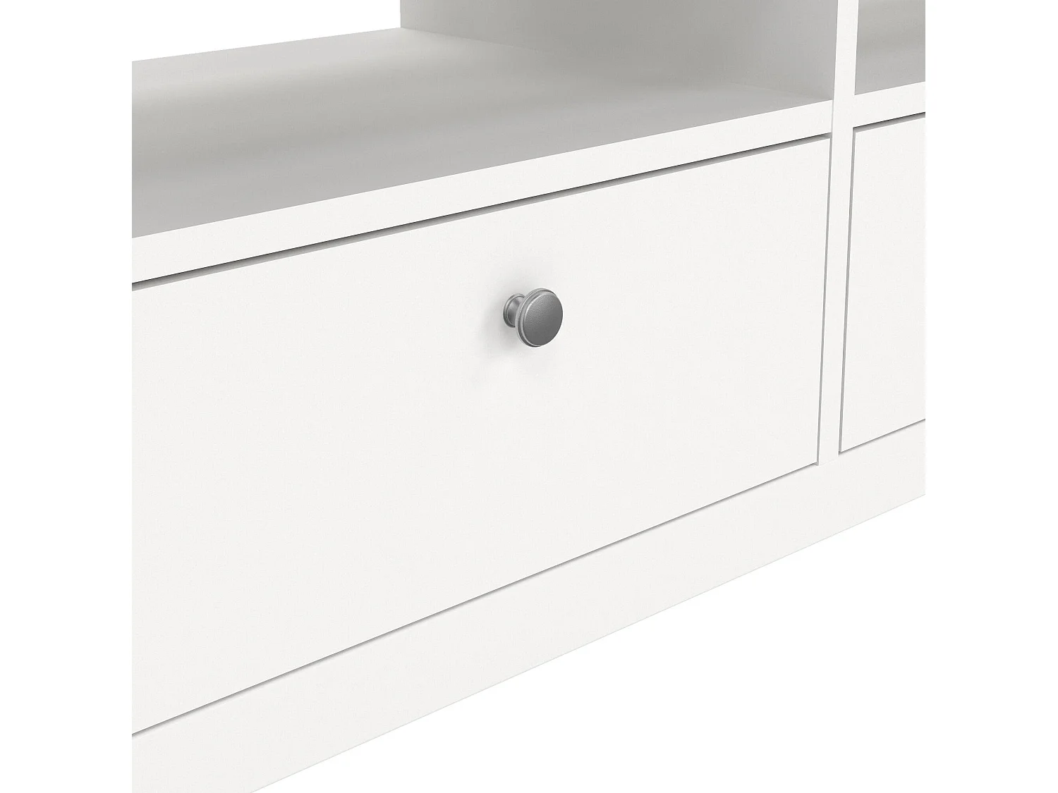 Meuble TV Dtofan, Buffet de salon, Armoire basse pour TV, Base murale de rangement, 151x38 h54 cm, Blanc