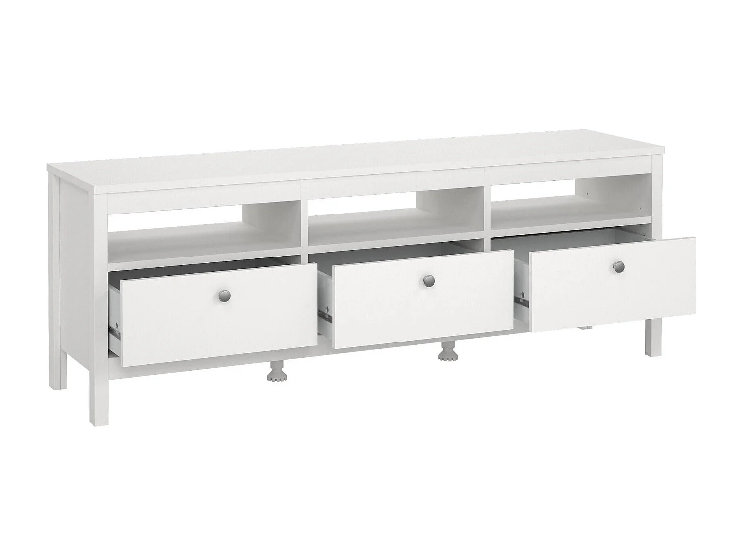 Meuble TV Dtofan, Buffet de salon, Armoire basse pour TV, Base murale de rangement, 151x38 h54 cm, Blanc
