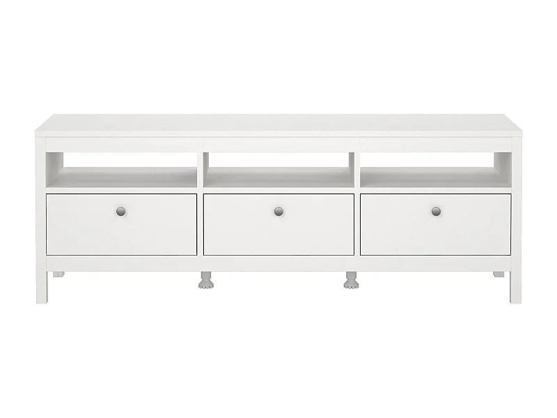 Meuble TV Dtofan, Buffet de salon, Armoire basse pour TV, Base murale de rangement, 151x38 h54 cm, Blanc