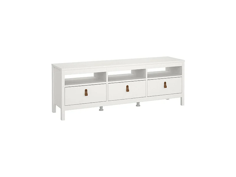 Meuble TV Dtofan, Buffet de salon, Armoire basse pour TV, Base murale de rangement, 151x38 h54 cm, Blanc