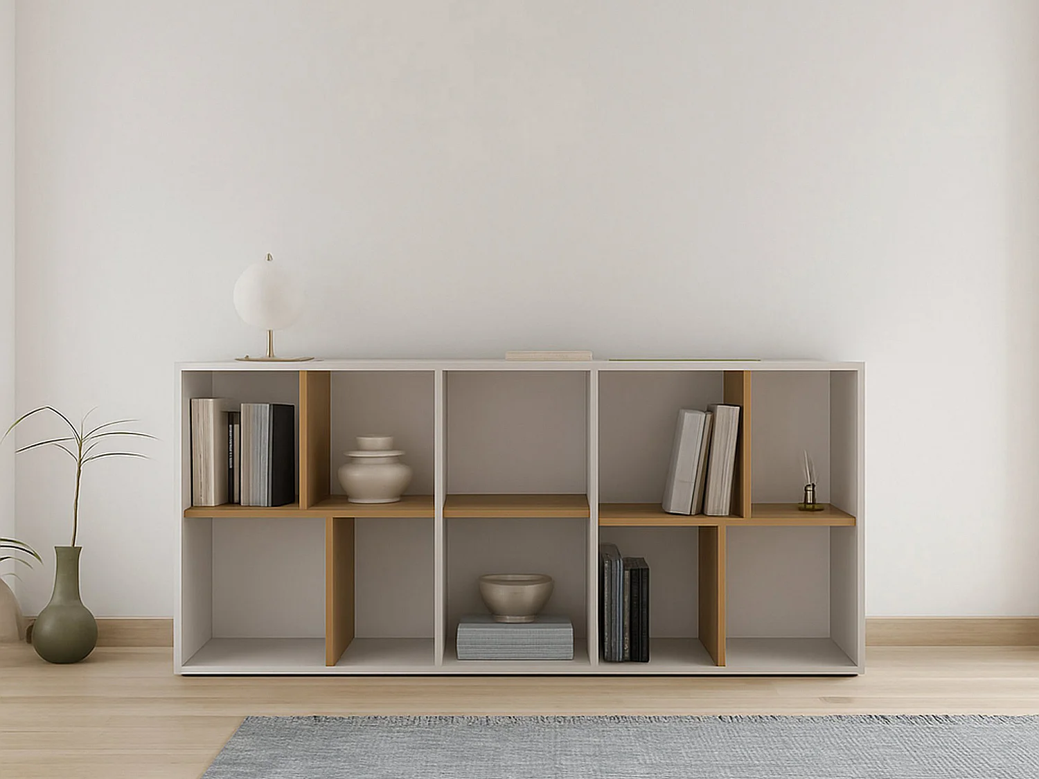 Bibliothèque Dlow, Etagère de bureau, Porte-livre mobile, Librairie, 78x36 h183 cm, Chêne clair et Blanc