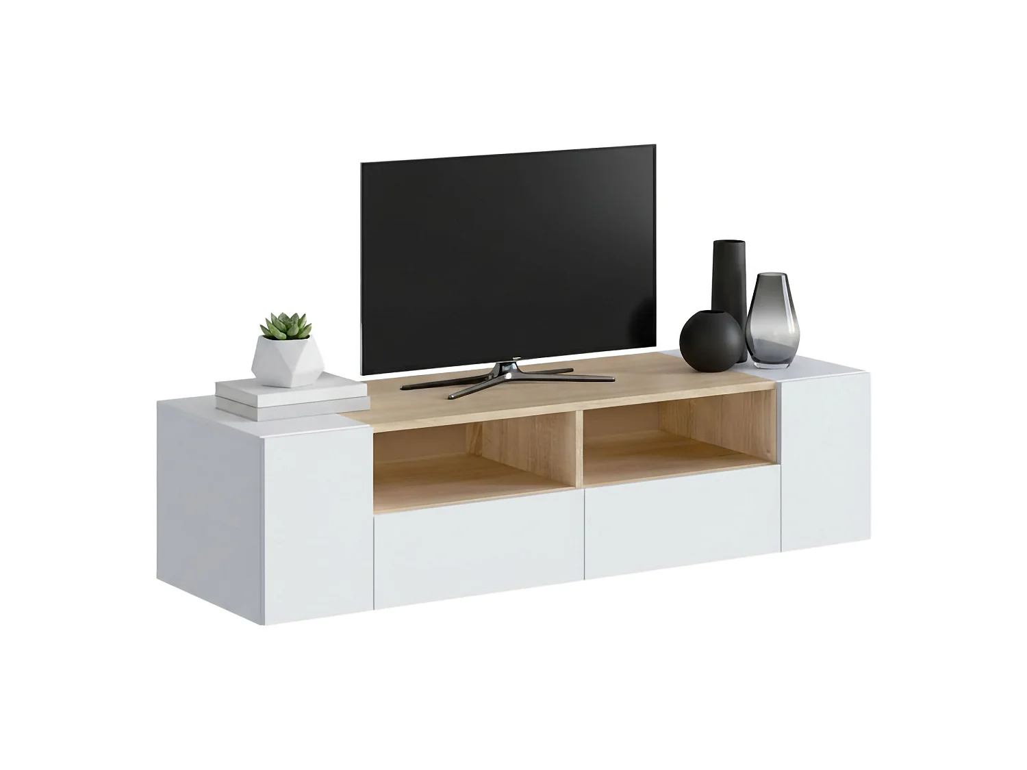 Mobile Porta tv Ebe, 2 Ripiani, 42x138x36h cm Bianco