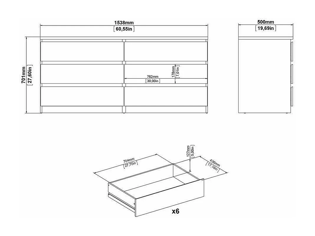 Kommode Dsanog, Wohnzimmerbuffet, Wohnzimmer-Sideboard, Moderne Küchen-Speisekammer, 154x50 h70 cm, Eiche