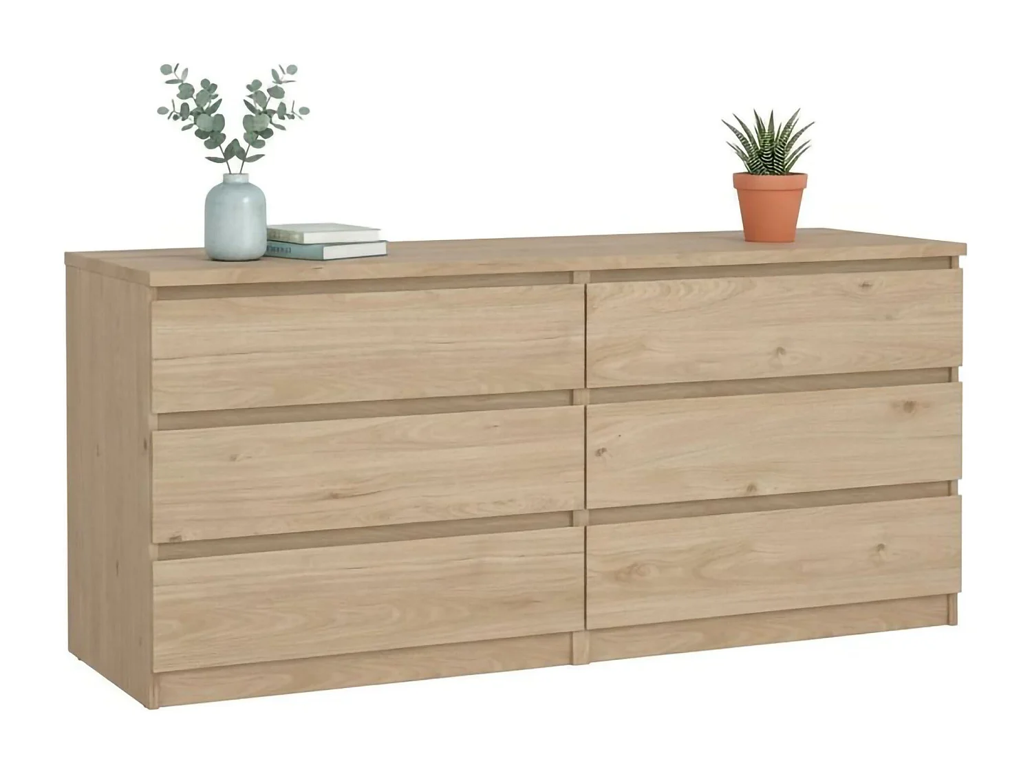 Kommode Dsanog, Wohnzimmerbuffet, Wohnzimmer-Sideboard, Moderne Küchen-Speisekammer, 154x50 h70 cm, Eiche