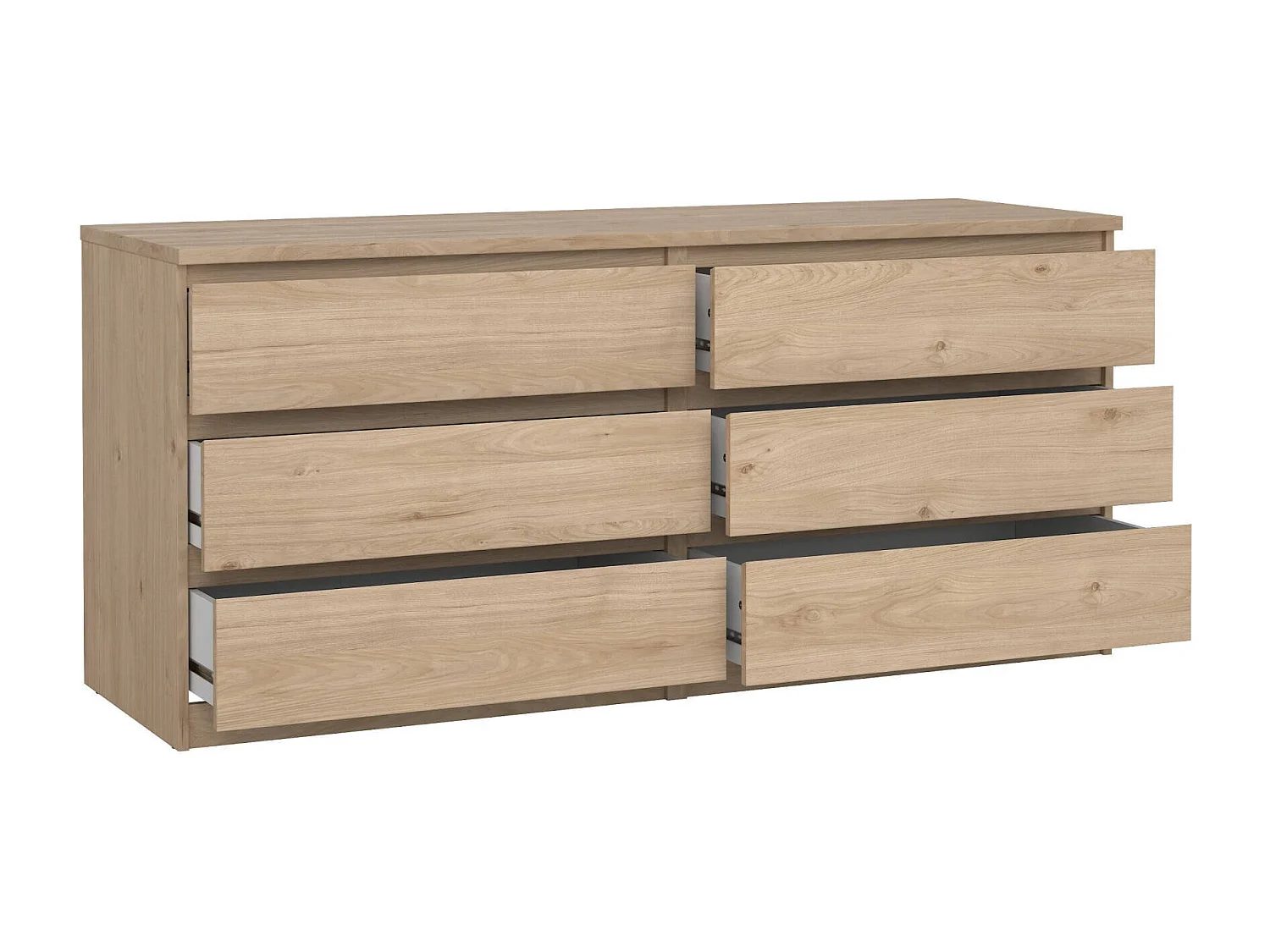 Kommode Dsanog, Wohnzimmerbuffet, Wohnzimmer-Sideboard, Moderne Küchen-Speisekammer, 154x50 h70 cm, Eiche