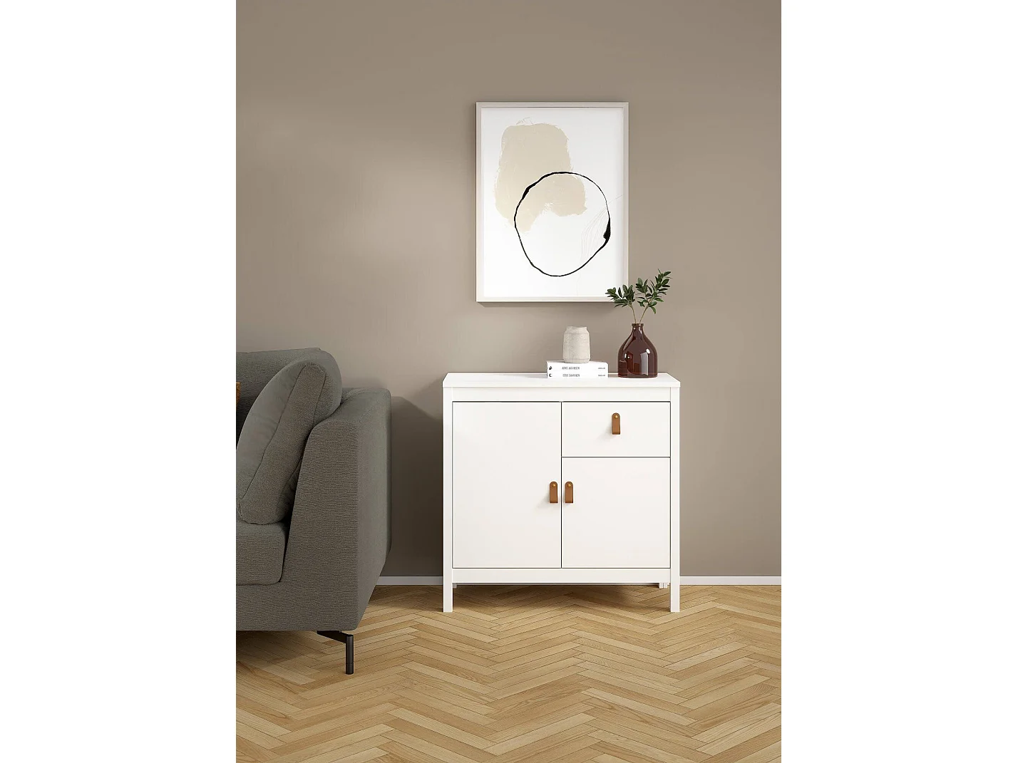 Kommode Dsaracin, Wohnzimmerbuffet, Wohnzimmer-Sideboard, Moderne Küchen-Speisekammer, 82x38 h80 cm, WeiÃŸ