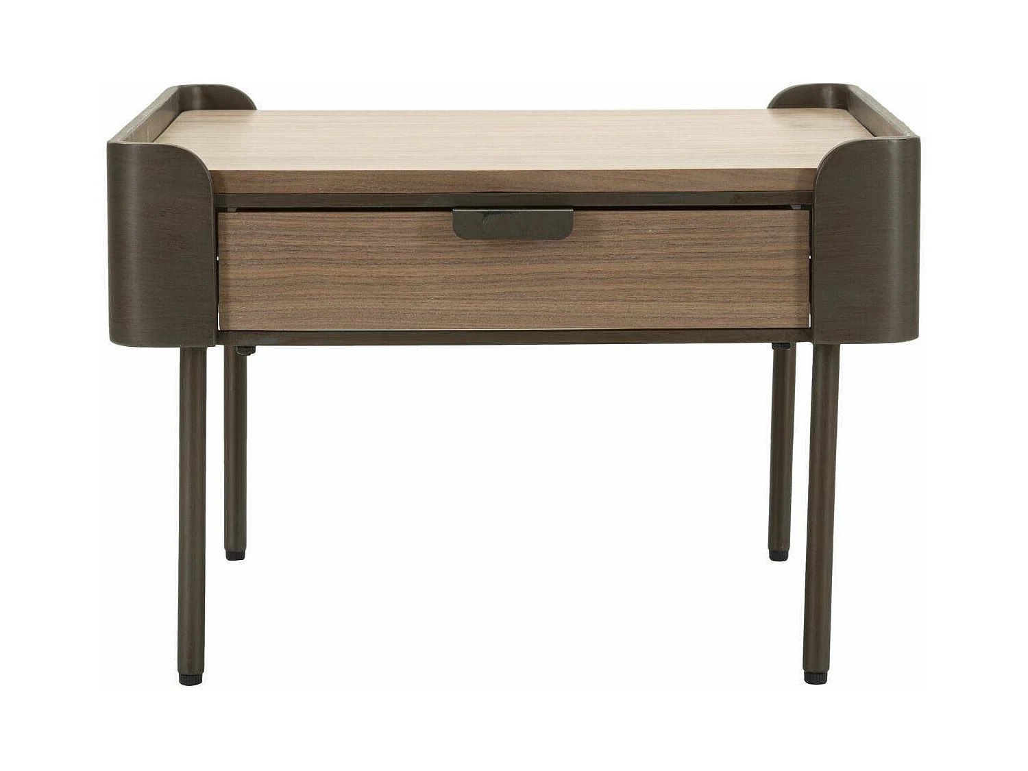 Mesa de café Icona, Mesa de centro baja, Revistero para sofá, Estante de la sala de estar, 60x60 h41 cm, Gris y Marrón