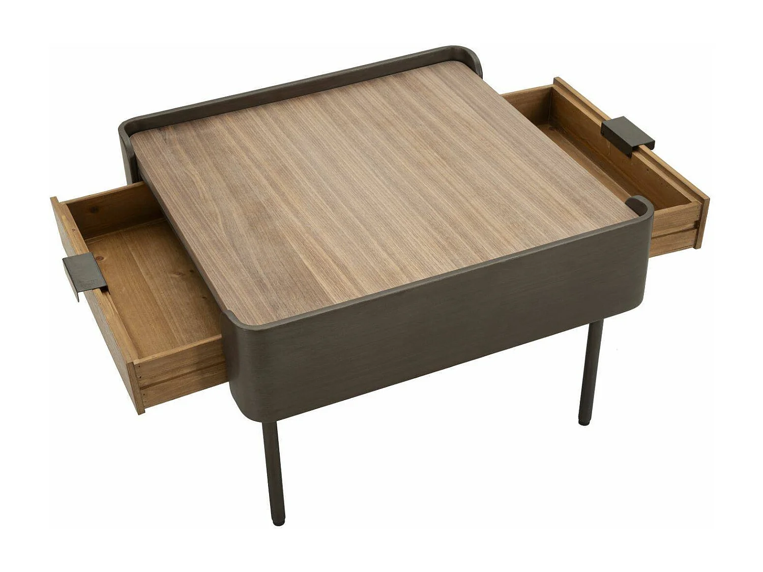 Mesa de café Icona, Mesa de centro baja, Revistero para sofá, Estante de la sala de estar, 60x60 h41 cm, Gris y Marrón