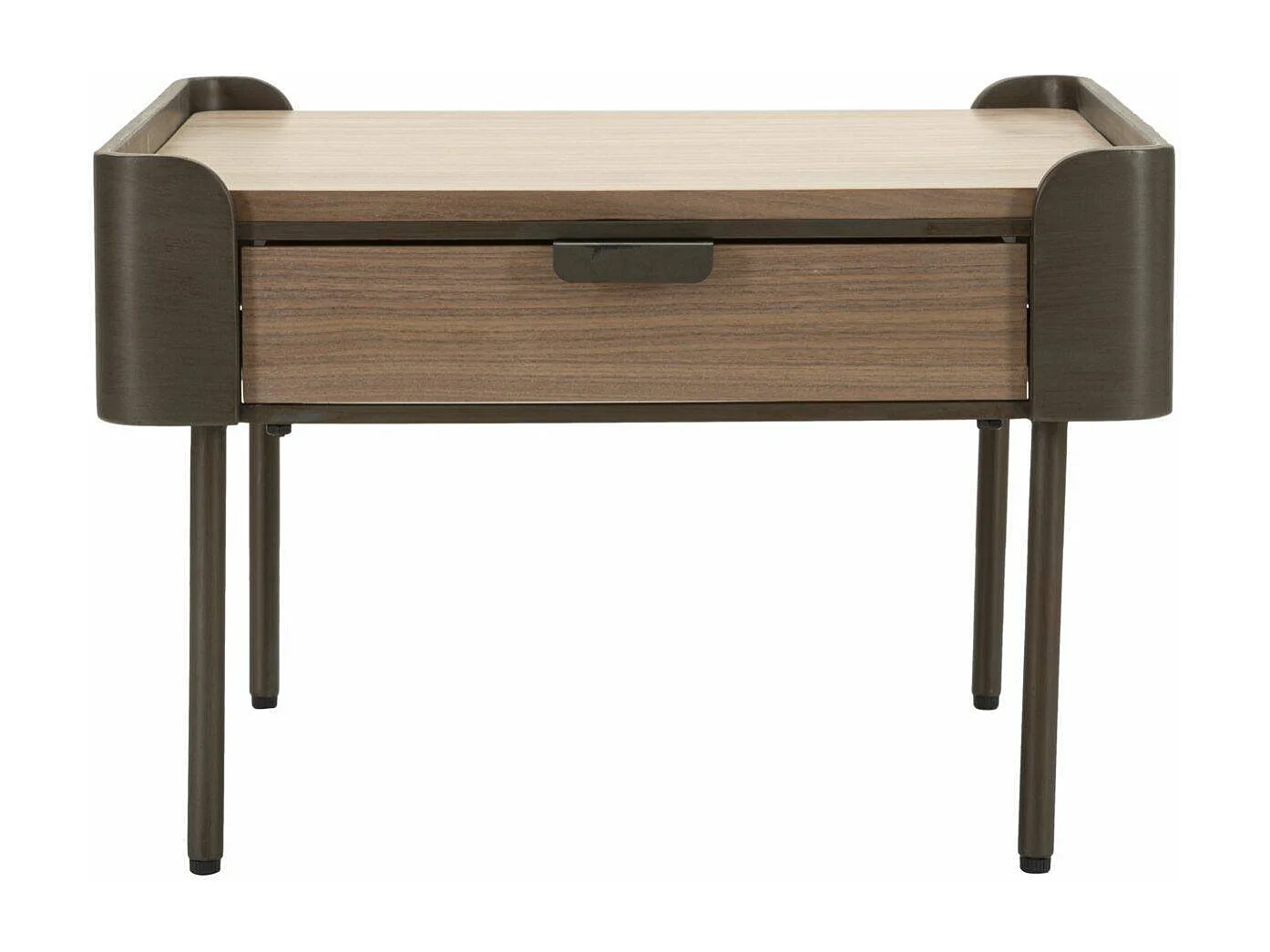 Table basse Icona, Table basse, Porte-revues pour canapé, Etagère de salon, 60x60 h41 cm, Gris et marron