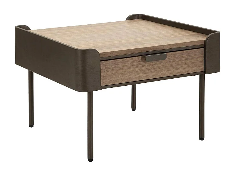 Mesa de centro Icona, Mesa de centro baixa, Porta-revistas para sofá, Estante de sala, 60x60 h41 cm, Cinza e Castanho