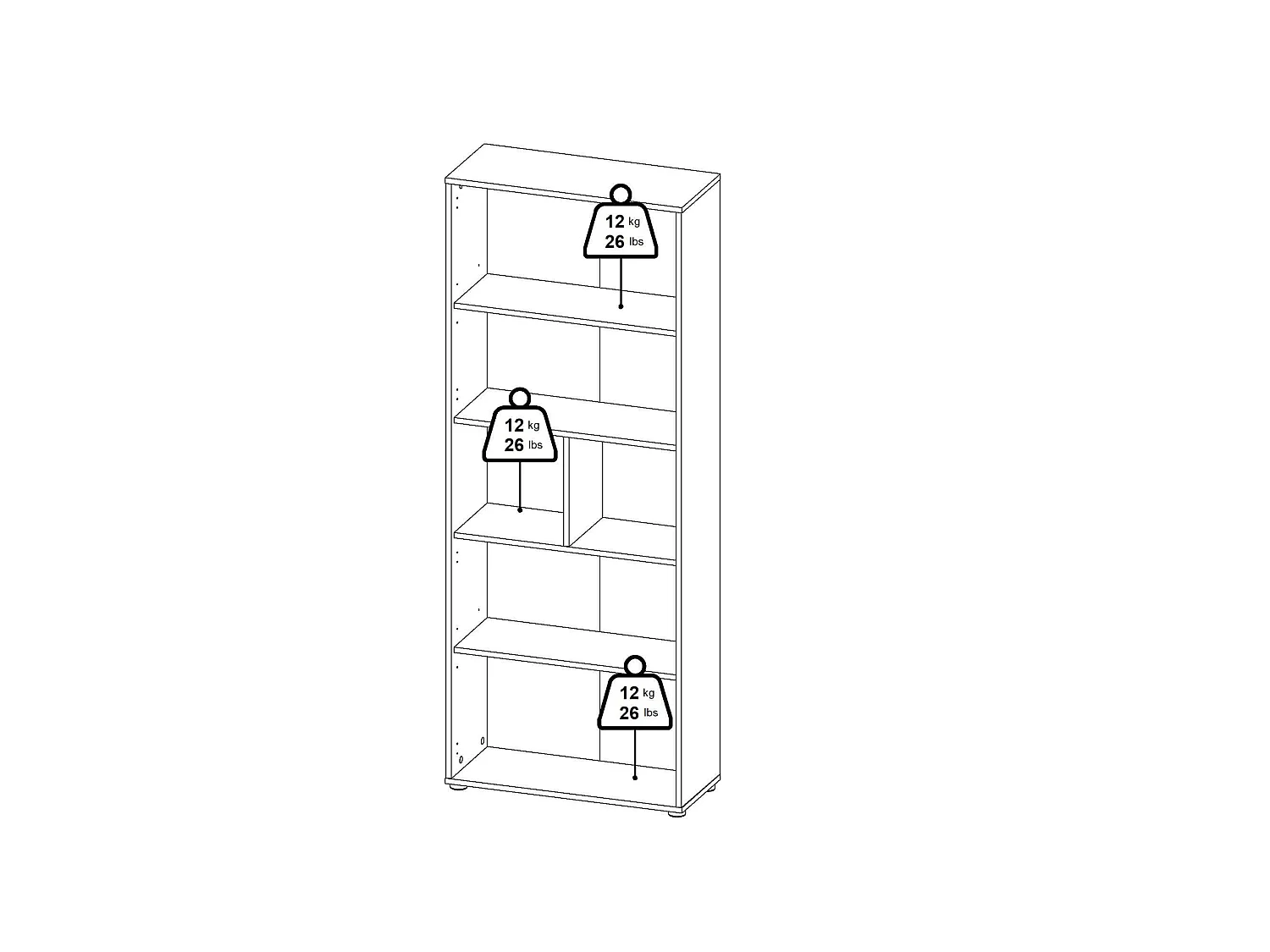 Bücherregal Dtassott, Büroregal, Mobiler Buchhalter, Bücherbrett, 80x34 h205 cm, Eiche und WeiÃŸ
