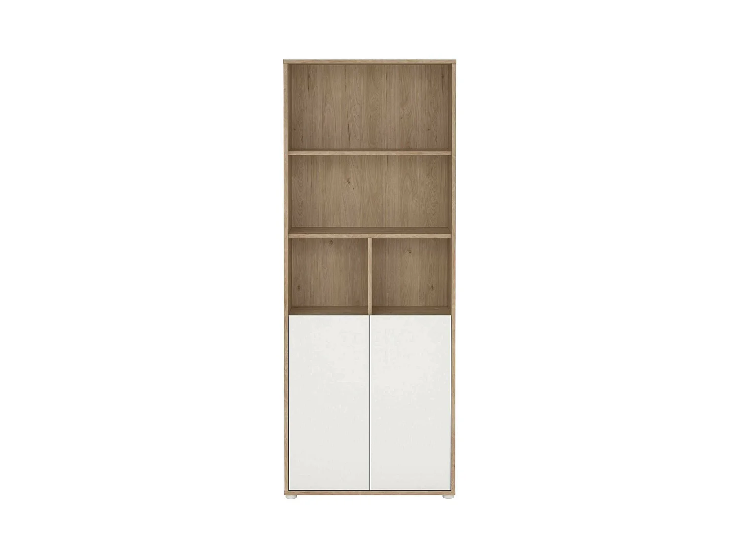Bücherregal Dtassott, Büroregal, Mobiler Buchhalter, Bücherbrett, 80x34 h205 cm, Eiche und WeiÃŸ