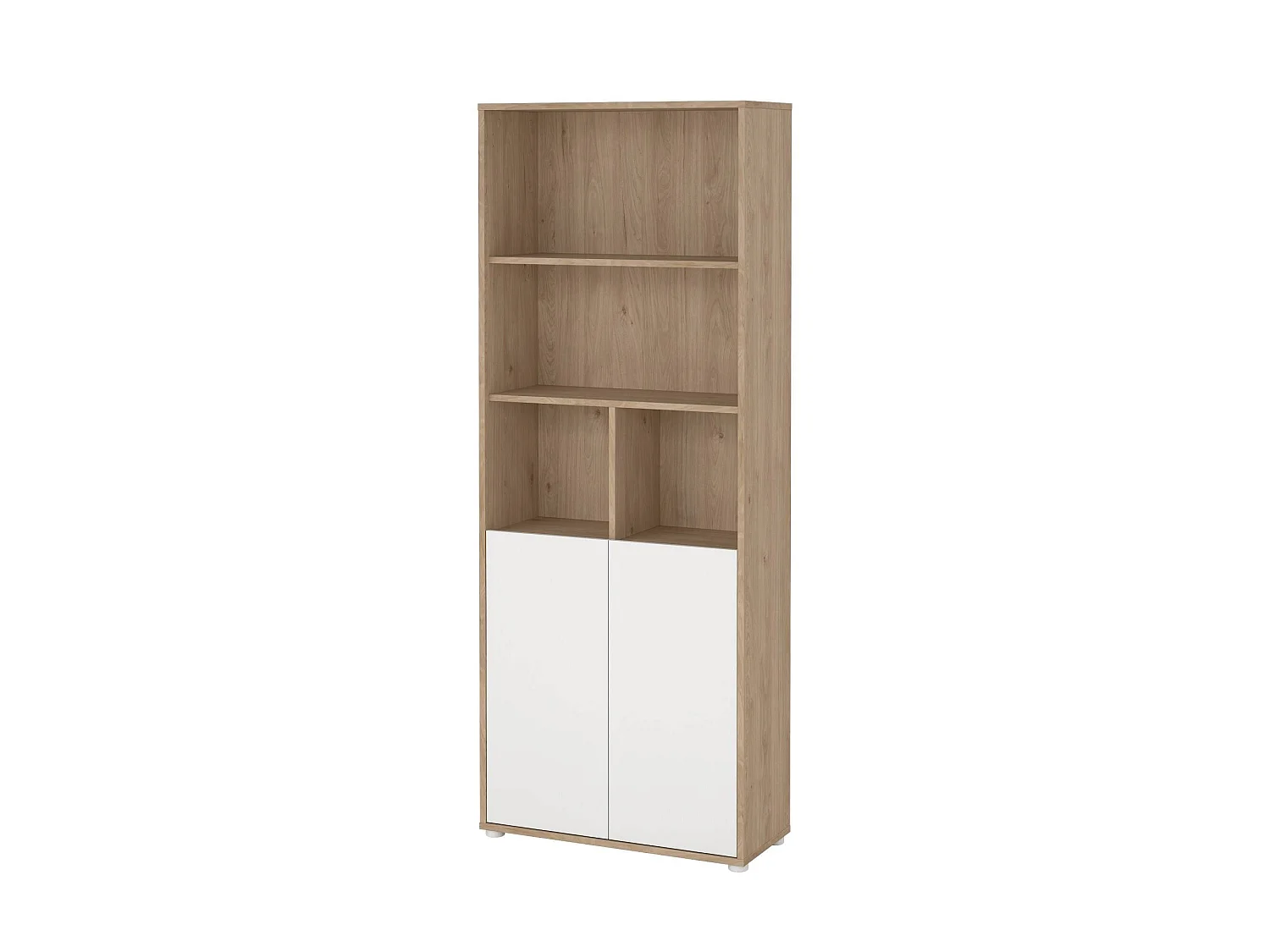 Bücherregal Dtassott, Büroregal, Mobiler Buchhalter, Bücherbrett, 80x34 h205 cm, Eiche und WeiÃŸ