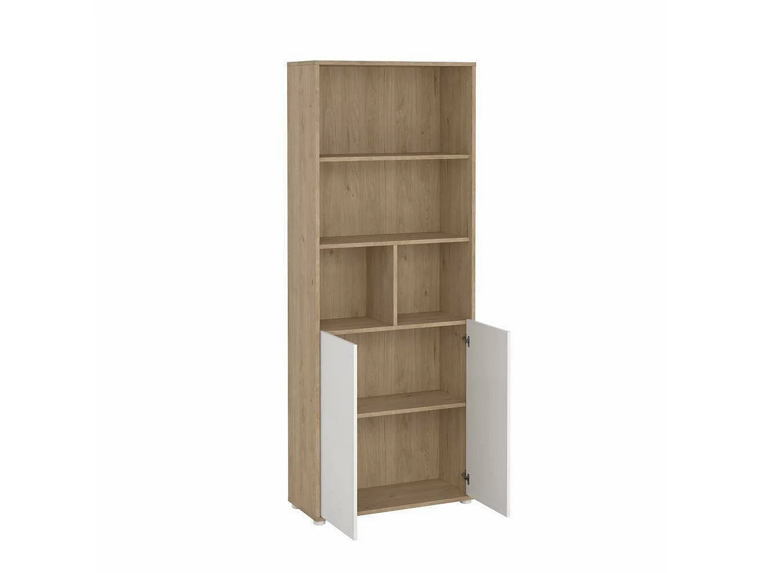 Bücherregal Dtassott, Büroregal, Mobiler Buchhalter, Bücherbrett, 80x34 h205 cm, Eiche und WeiÃŸ