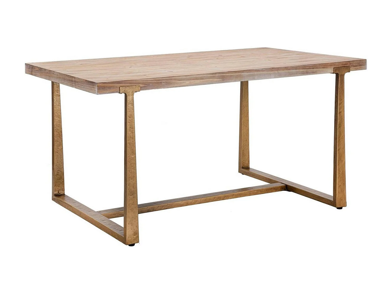 Table fixe Kazimir, Etagère de cuisine, Consolle à manger, Table rectangulaire fixe, Or et Marron, 150x90 h78 cm