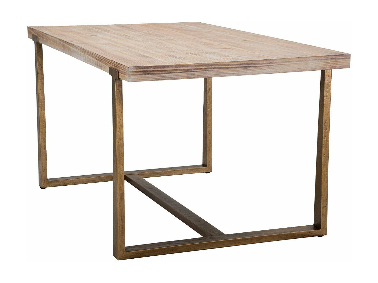 Table fixe Kazimir, Etagère de cuisine, Consolle à manger, Table rectangulaire fixe, Or et Marron, 150x90 h78 cm