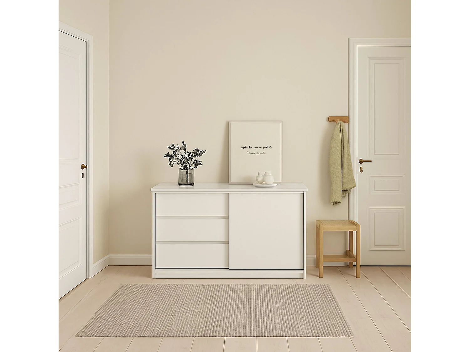 Dsatalin dressoir, Woonkamerbuffet, Woonkamerdressoir, Keukenkast, 119x50 h76 cm, Wit