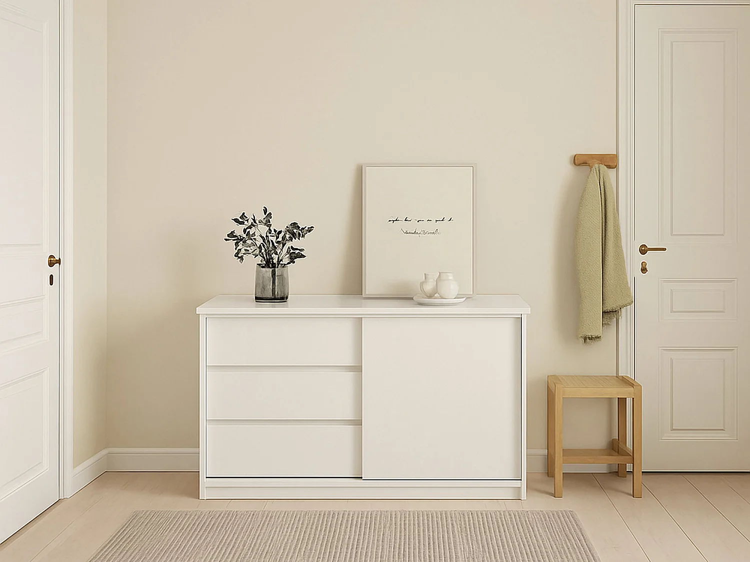Dsatalin dressoir, Woonkamerbuffet, Woonkamerdressoir, Keukenkast, 119x50 h76 cm, Wit