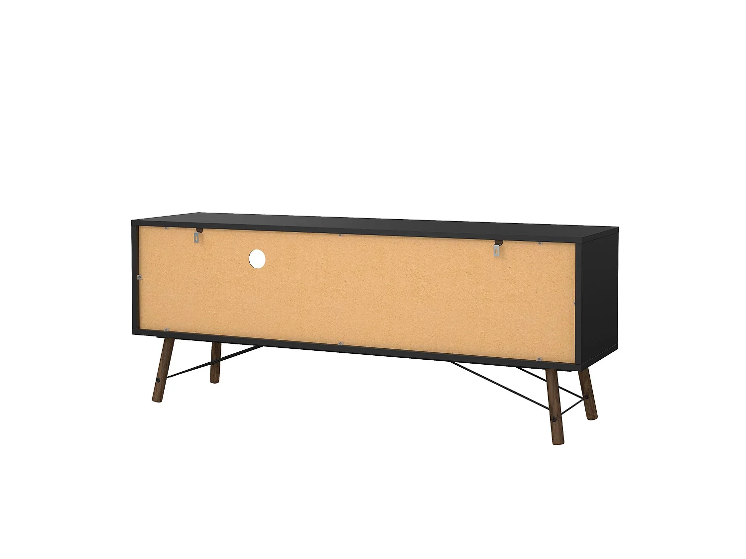 Meuble TV Dtomason, Buffet de salon, Armoire basse pour TV, Base murale de rangement, 150x40 h60 cm, Noir et Noyer