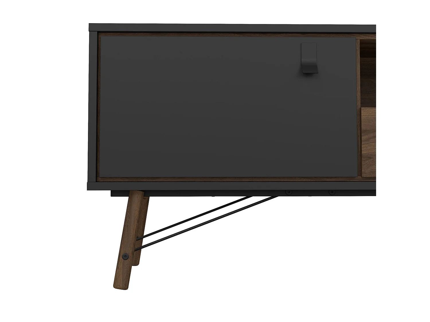 Meuble TV Dtomason, Buffet de salon, Armoire basse pour TV, Base murale de rangement, 150x40 h60 cm, Noir et Noyer