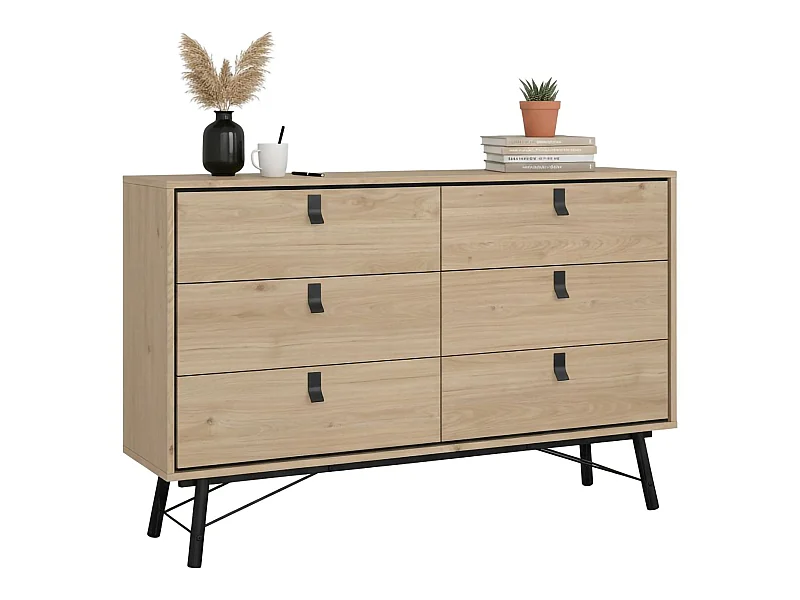 Buffet Dsalvett, Buffet du salon, Commode de salon, Garde-manger de cuisine, 150x40 h95 cm, Chêne clair