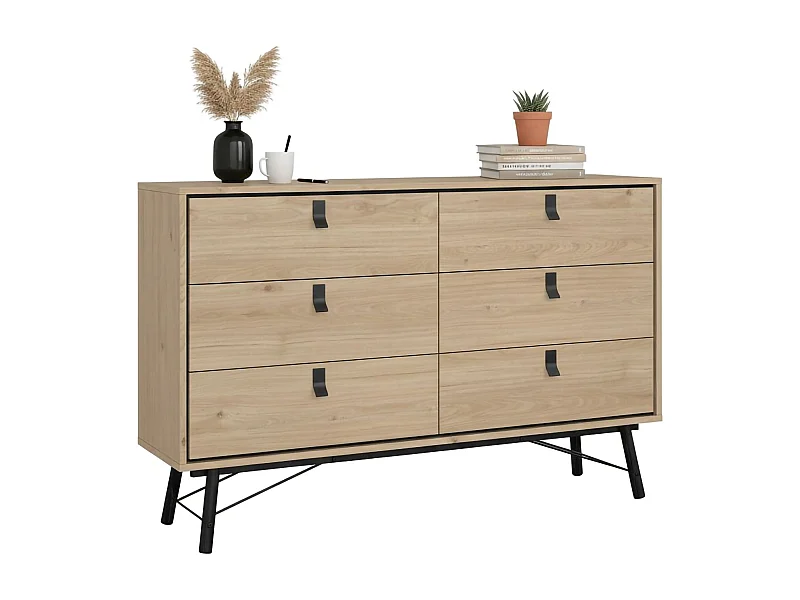 Dsalvett dressoir, Woonkamerbuffet, Woonkamerdressoir, Keukenkast, 150x40 h95 cm, Eiken