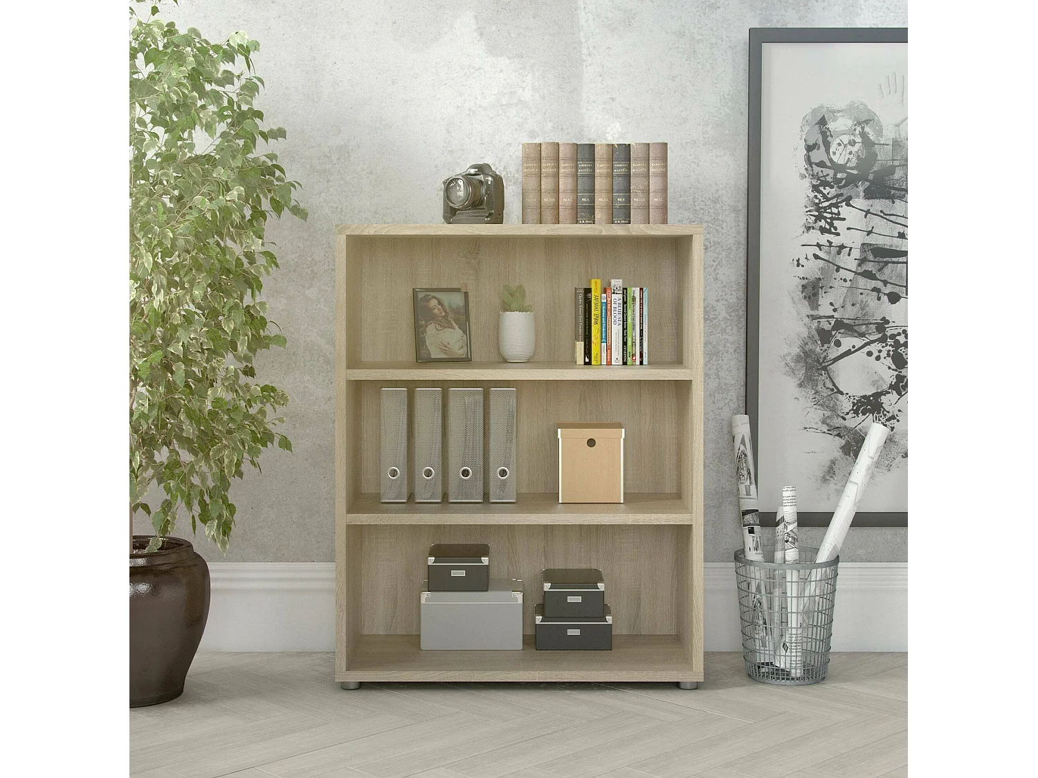 Dterlizz boekenkast, Kantoorplank, Boekenkast, Bibliotheek, 89x40 h113 cm, Eiken